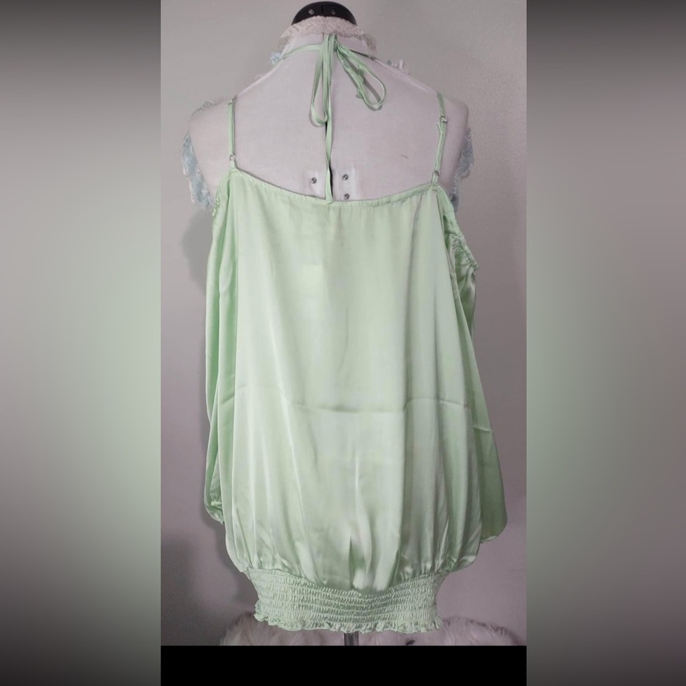 NWT 2X Blouse Cato Cold Shoulder Silky Feel Size Long Sleeve 22/24 C4067 - Picture 2 of 6